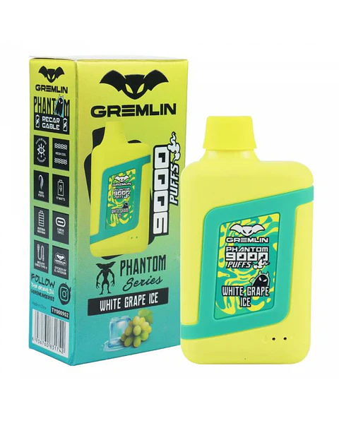 VAPER DESECHABLE WHITE GRAPE ICE PHANTOM 9000 PUFFS 5% - GREMLIN