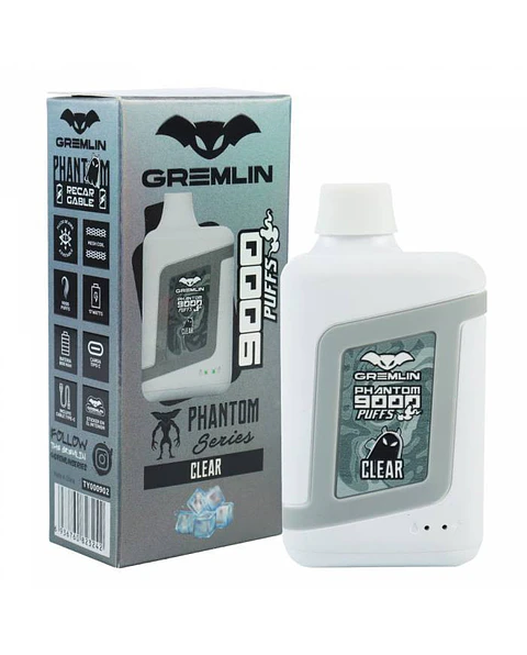VAPER DESECHABLE CLEAR PHANTOM 9000 PUFFS 5% - GREMLIN