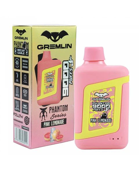 VAPER DESECHABLE PINK LEMONADE PHANTOM 9000 PUFFS 5% - GREMLIN