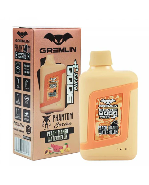 VAPER DESECHABLE PEACH MANGO WATERMELON PHANTOM 9000 PUFFS 5% - GREMLIN