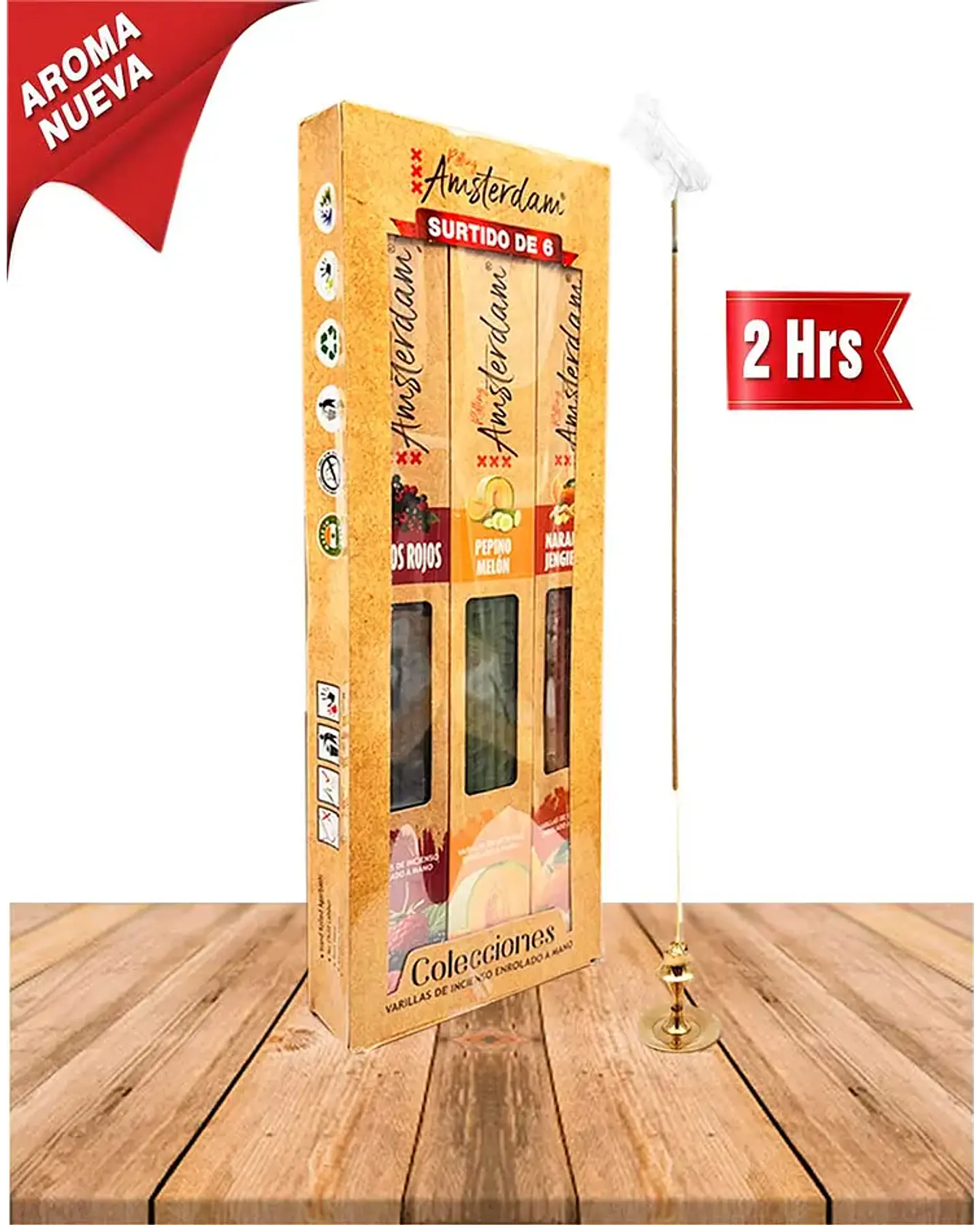 MIX #1 INCIENSO JARDIN ROLLING AMSTERDAM 41CM 2 HORAS 1
