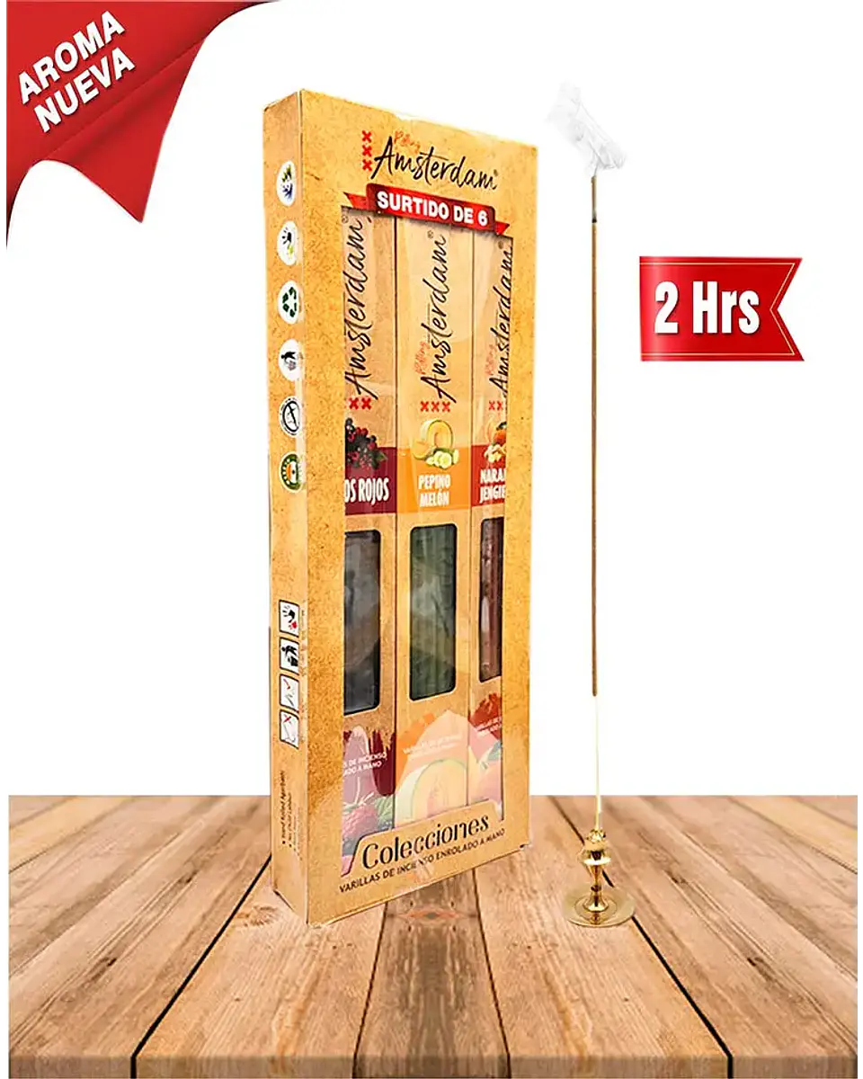 MIX #1 INCIENSO JARDIN ROLLING AMSTERDAM 41CM 2 HORAS 1