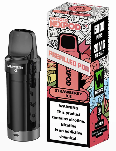 VAPER DESECHABLE STRAWBERRY ICE POD (REPUESTO) 5000 PUFFS 5% - NEXPOD WOTOFO