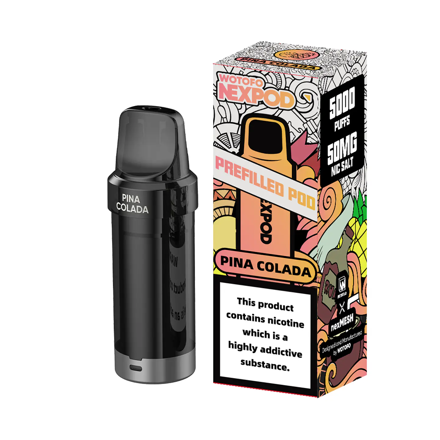 VAPER DESECHABLE PIÑA COLADA POD (REPUESTO) 5000 PUFFS 4.5% - NEXPOD WOTOFO 1