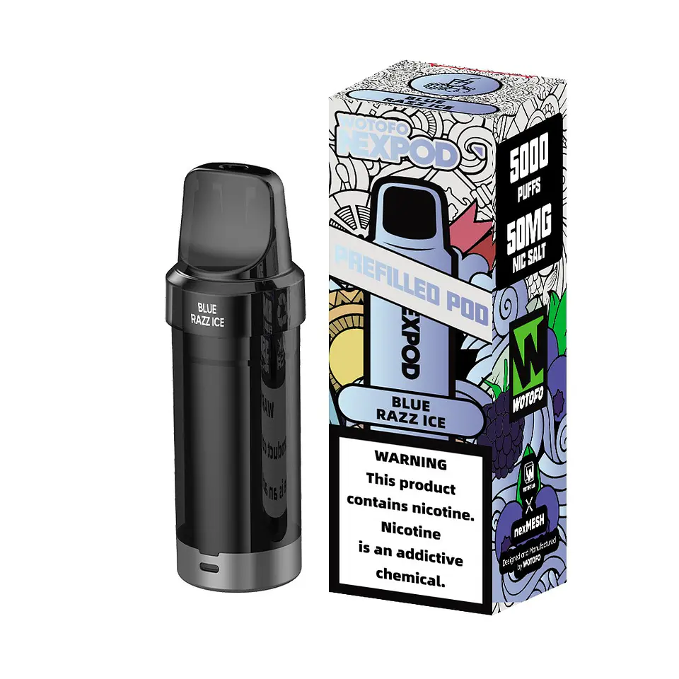 VAPER DESECHABLE BLUE RAZZ ICE POD (REPUESTO) 5000 PUFFS 4.5% - NEXPOD WOTOFO 1