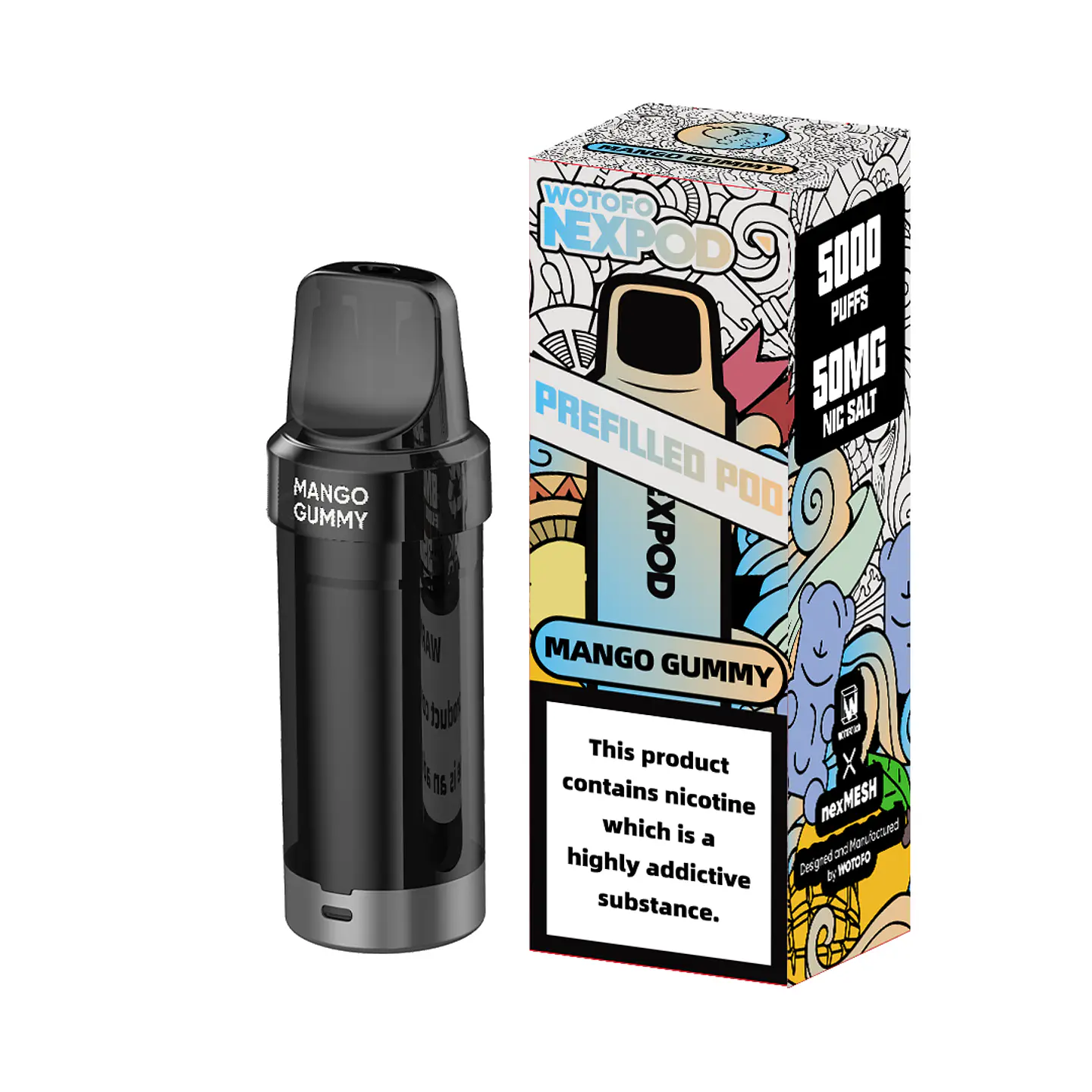 VAPER DESECHABLE MANGO GUMMY POD (REPUESTO) 5000 PUFFS 5% - NEXPOD WOTOFO 1