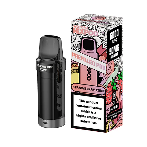 VAPER DESECHABLE STRAWBERRY CONE POD (REPUESTO) 5000 PUFFS 4.5% - NEXPOD WOTOFO