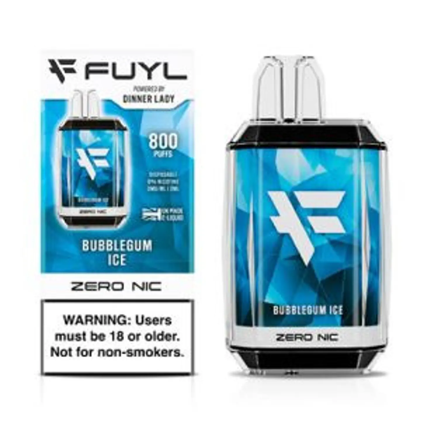VAPORIZADOR DESECHABLE FUYL DINNER LADY 800 PUFF 0% - BUBBLEGUM ICE 1