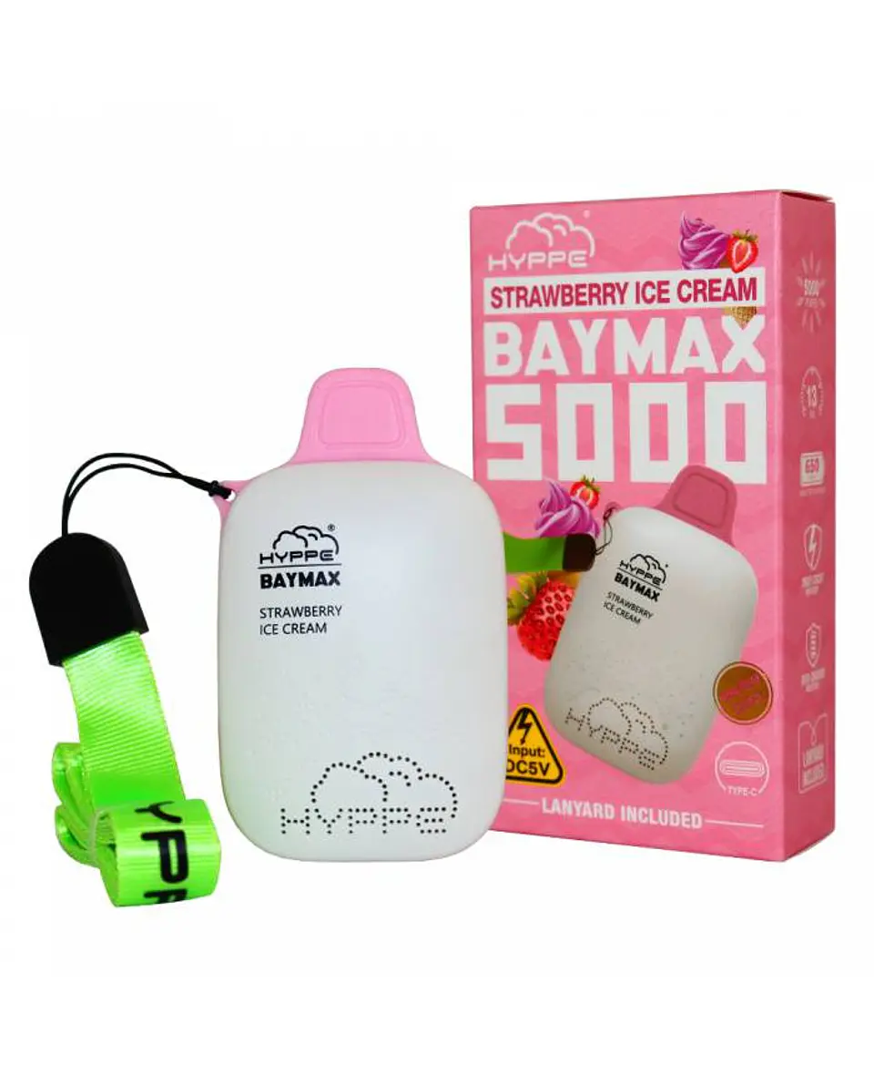 HYPPE BAYMAX STRAWBERRY ICE CREAM VAPORIZADOR DESECHABLE 5000 PUFF 5% 1