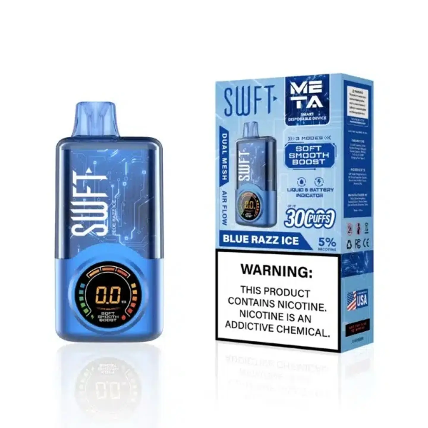 Vaper Desechable Blue Razz Ice 30.000 puffs Dual Mesh 5% - SWFT 1
