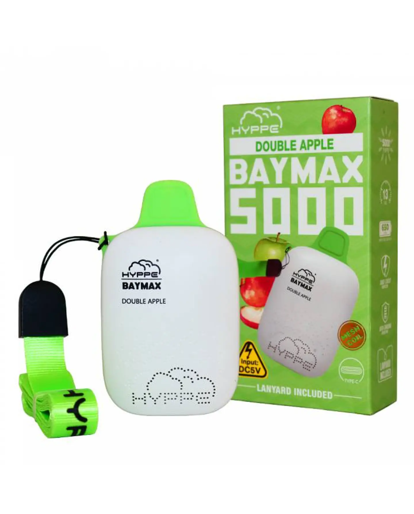 HYPPE BAYMAX DOUBLE APPLE VAPORIZADOR DESECHABLE 5000 PUFF 5% 1