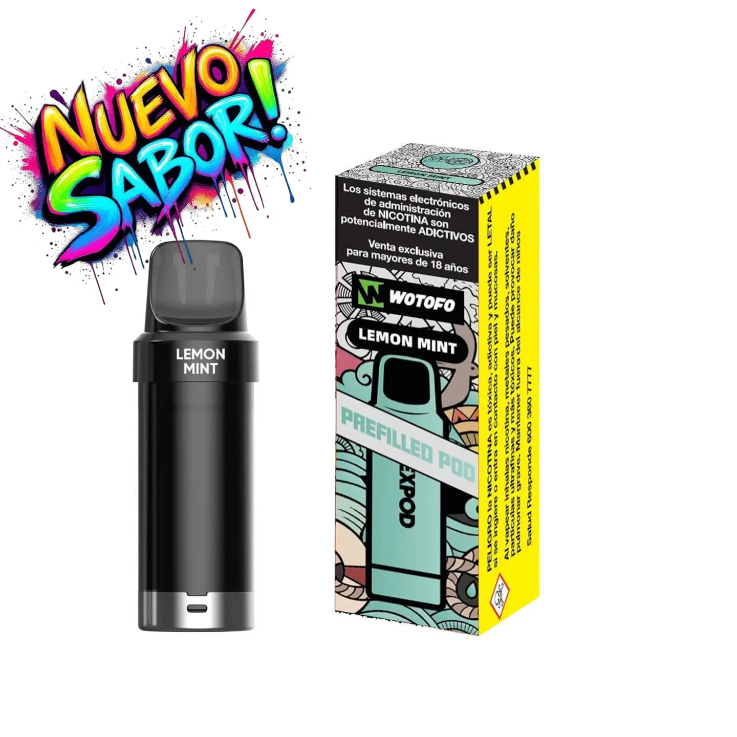 VAPER DESECHABLE LEMON MINT POD (REPUESTO) 5000 PUFFS 4.5% - NEXPOD WOTOFO 1