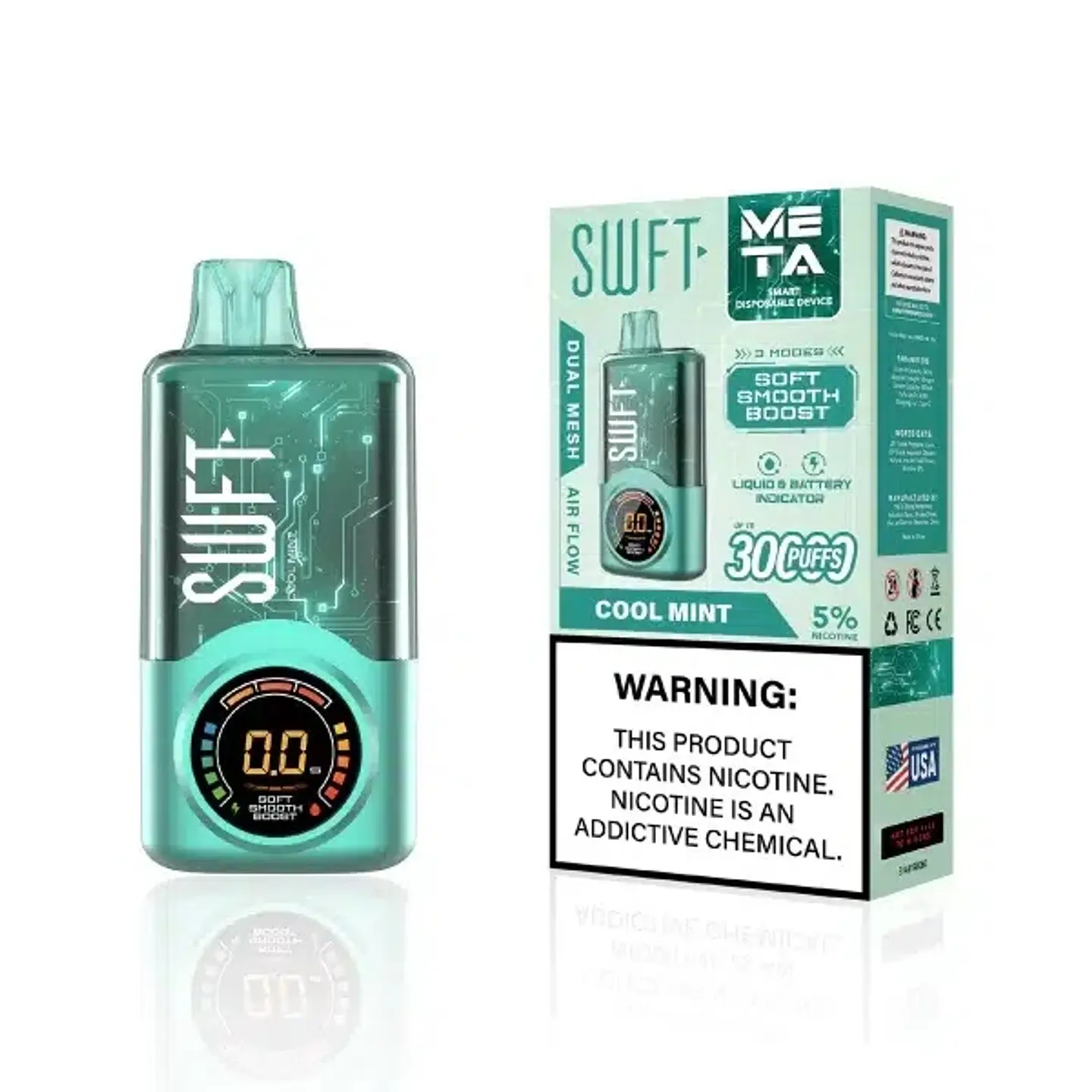 Vaper Desechable Cool Mint 30.000 puffs Dual Mesh 5% - SWFT 1