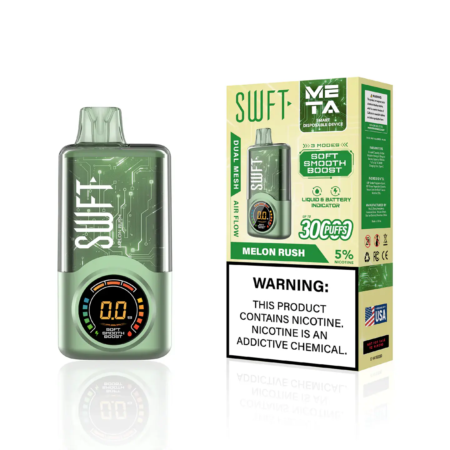 Vaper Desechable Melon Rush 30.000 puffs Dual Mesh 5% - SWFT 1