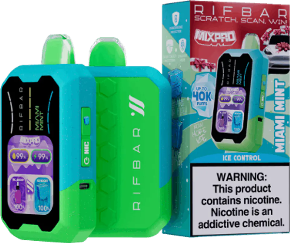 Vaper Desechable Rifbar Mixpro Miami Mint 40.000 Puff Ice & Nic Control 1