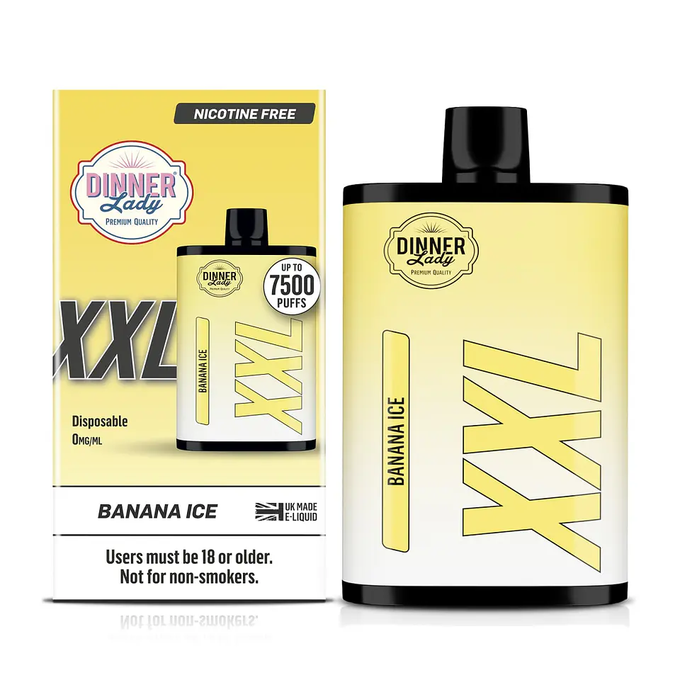 VAPORIZADOR DESECHABLE XXL DINNER LADY 7500 PUFF 0% - BANANA ICE 1