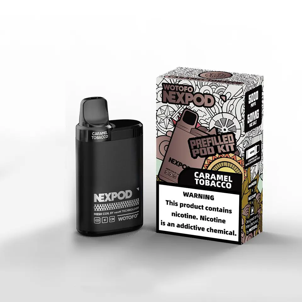 VAPORIZADOR DESECHABLE NEXPOD CARAMEL TOBACCO 5% NIC 8000 PUFFS - WOTOFO 1