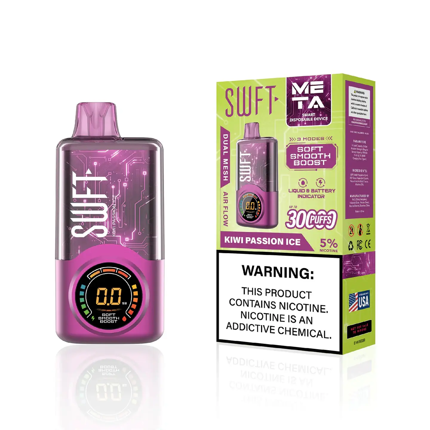Vaper Desechable Kiwi Passion Ice 30.000 puffs Dual Mesh 5% - SWFT 1