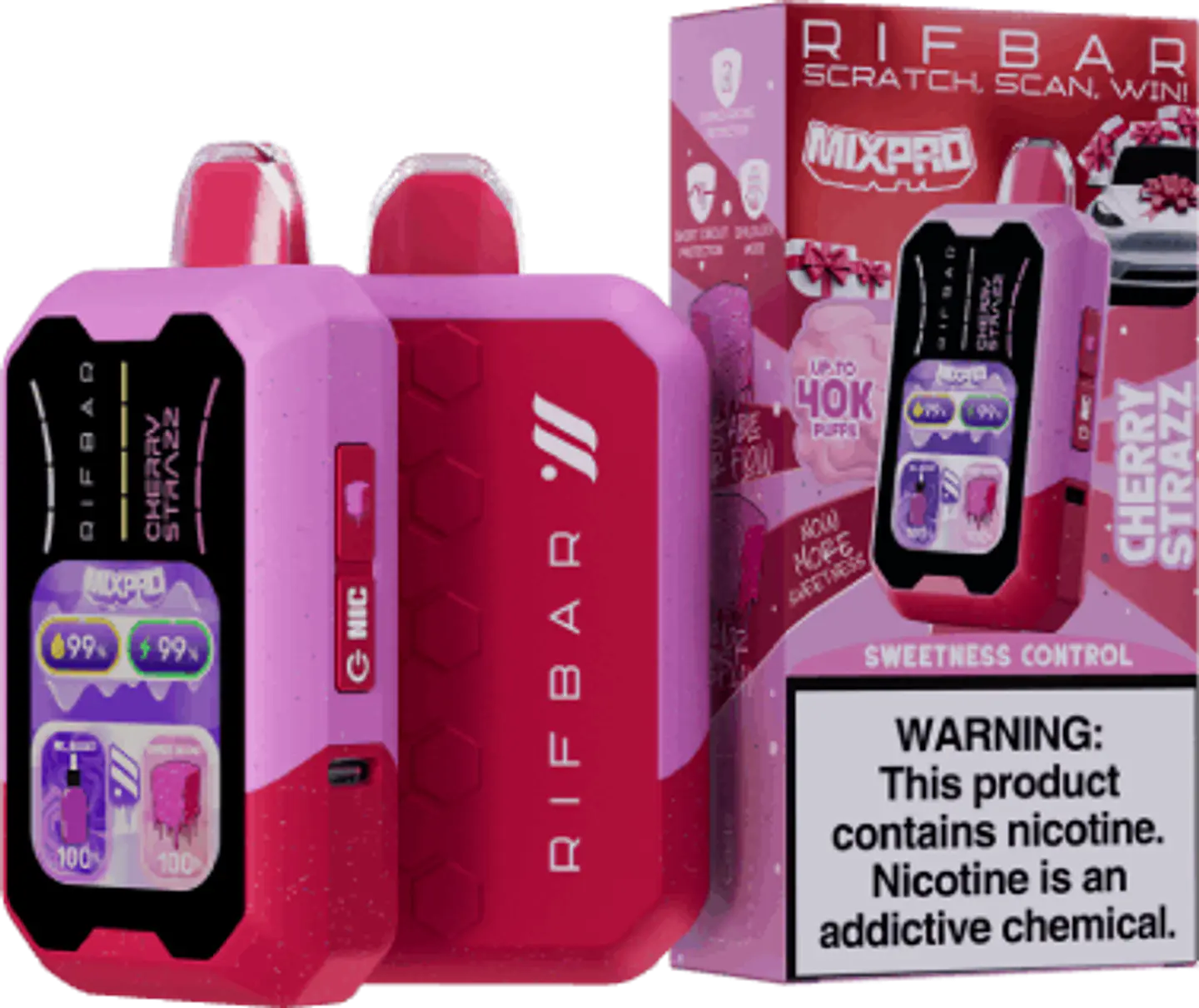 Vaper Desechable Rifbar Mixpro Cherry Strazz 40.000 Puff Nic & Sweetness Control 1