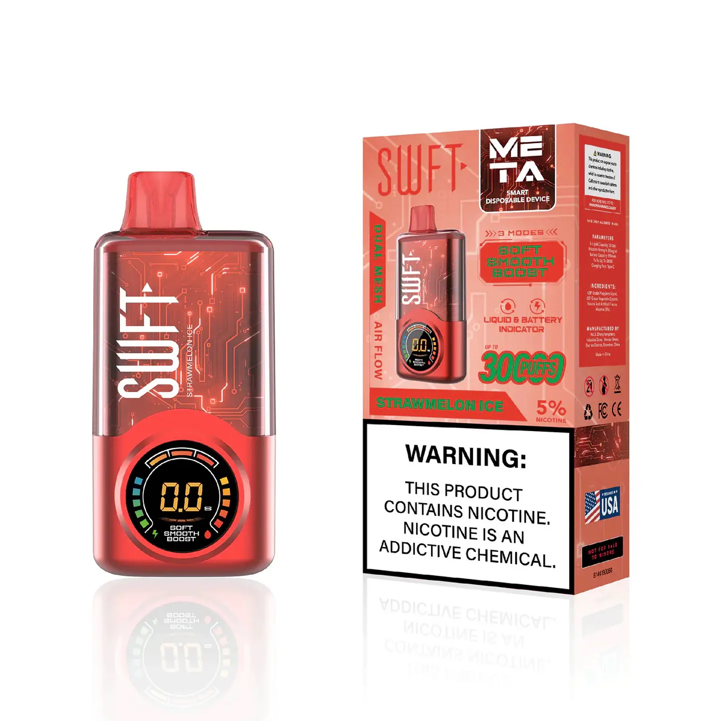 Vaper Desechable Strawmelon Ice 30.000 puffs Dual Mesh 5% - SWFT 1