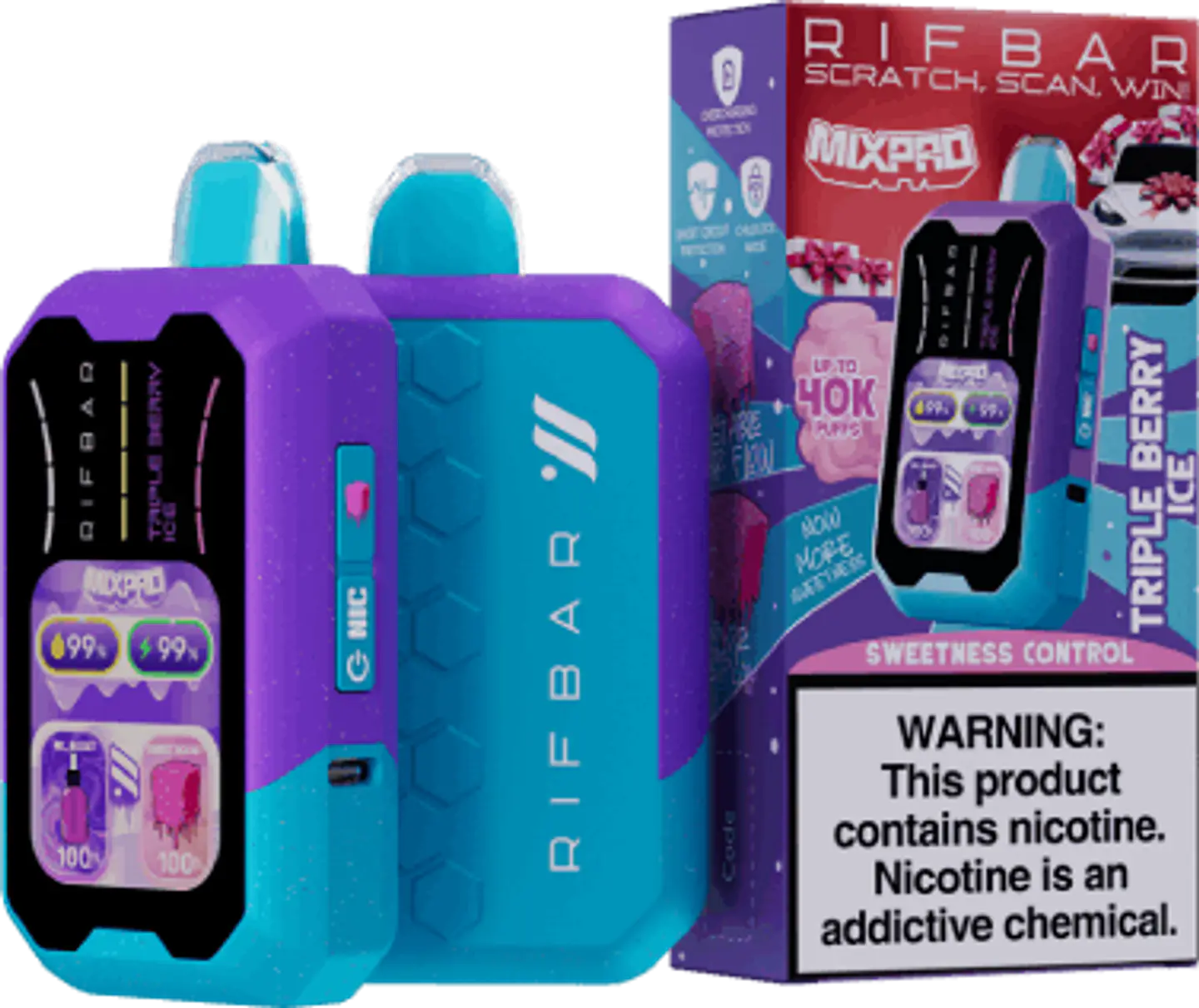 Vaper Desechable Rifbar Mixpro Triple Berry Ice 40.000 Puff Nic & Sweetness Control 1