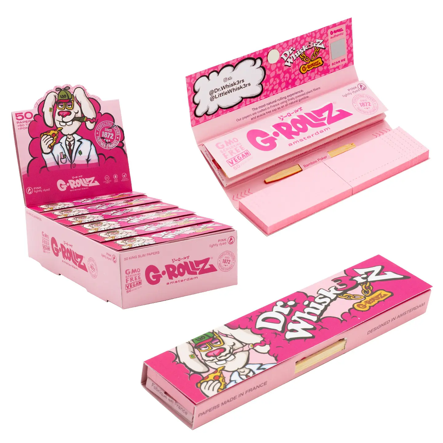 Papelillo G-Rollz King Size + Tips Dr. Whiskerz Pink 2
