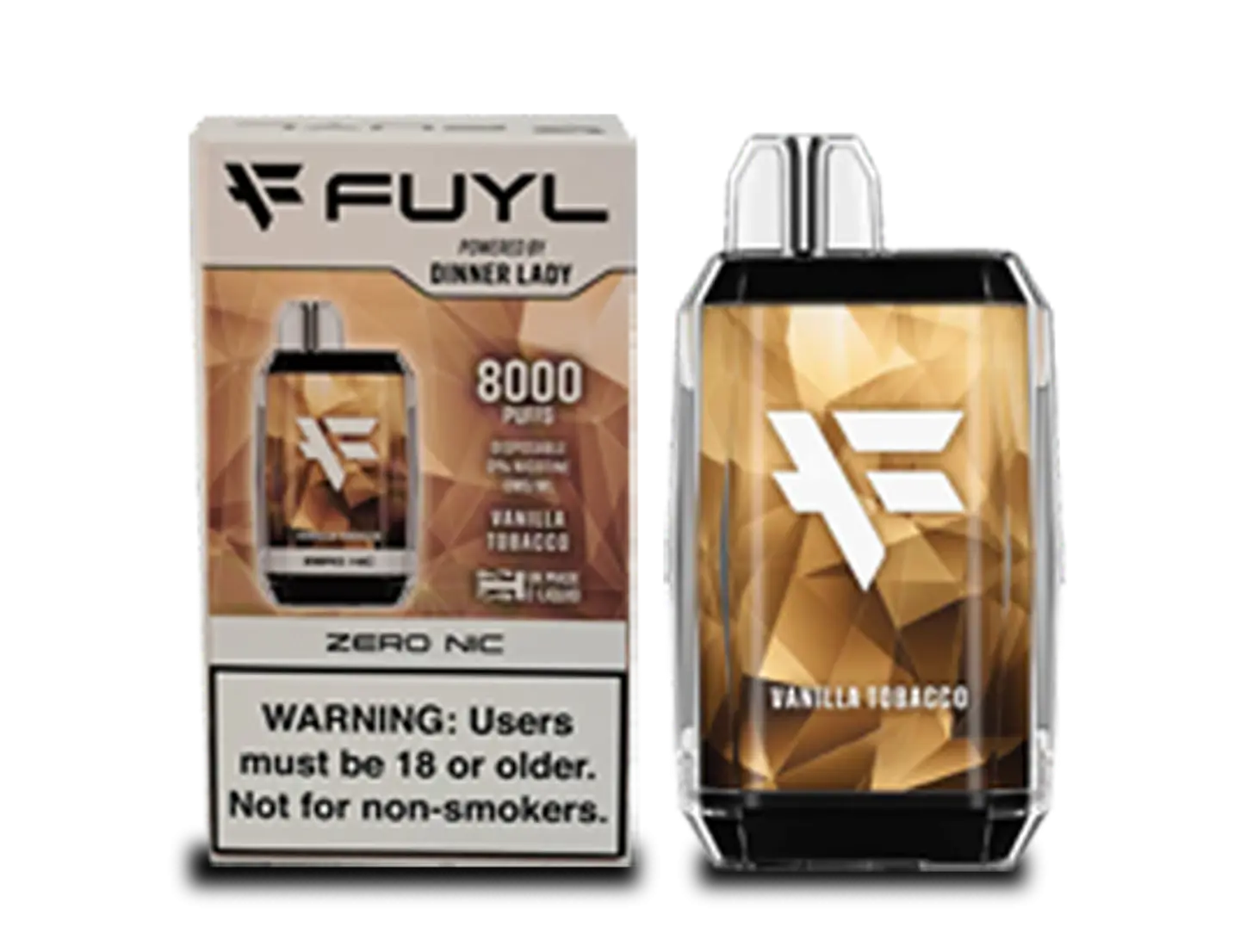 VAPORIZADOR DESECHABLE VAPE DINNER LADY FUYL VANILLA TOBACCO 0% NIC 8000 PUFFS 1