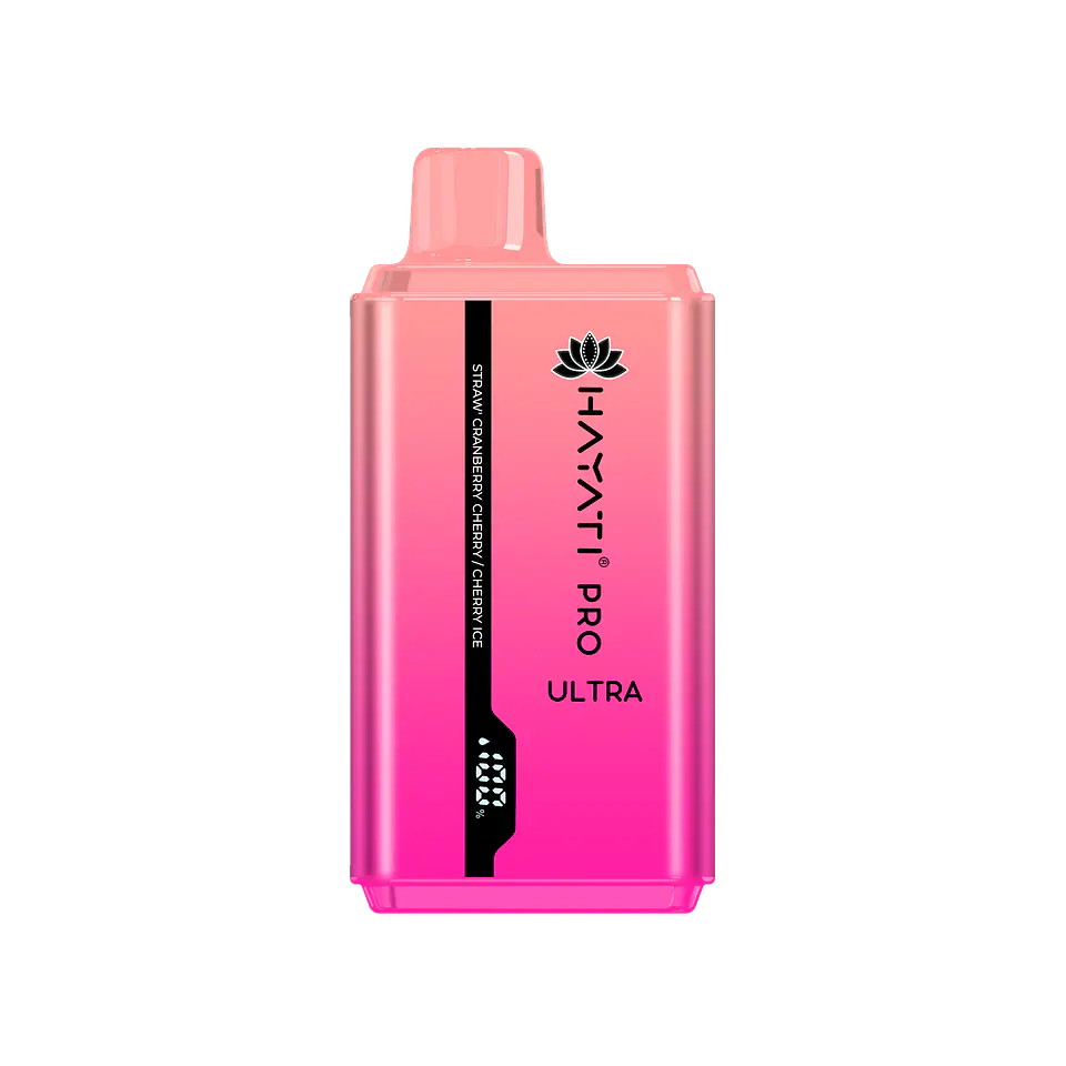 Hayati Pro Ultra 15000puffs Straw Cranberry Cherry / Cherry Ice 2 Sabores 1