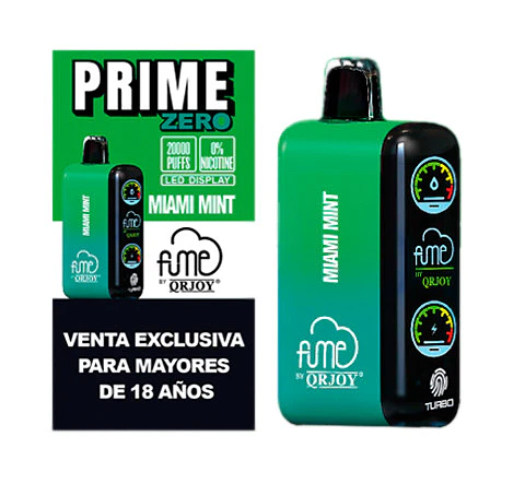 VAPORIZADOR DESECHABLE PRIME FUME 20000 PUFF 0% - MIAMI MINT