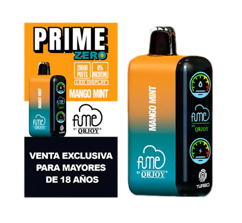 VAPORIZADOR DESECHABLE PRIME FUME 20000 PUFF 0% - MANGO MINT 1