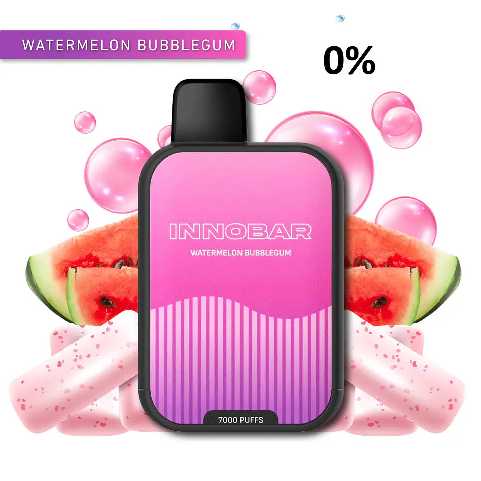 VAPER DESECHABLE WATERMELON BUBBLEGUM 7000 PUFFS 0% - INNOBAR 1