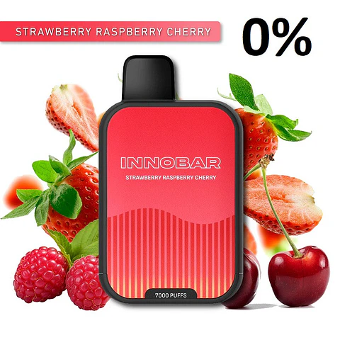VAPER DESECHABLE STRAWBERRY RASPBERRY CHERRY 7000 PUFFS 0% - INNOBAR