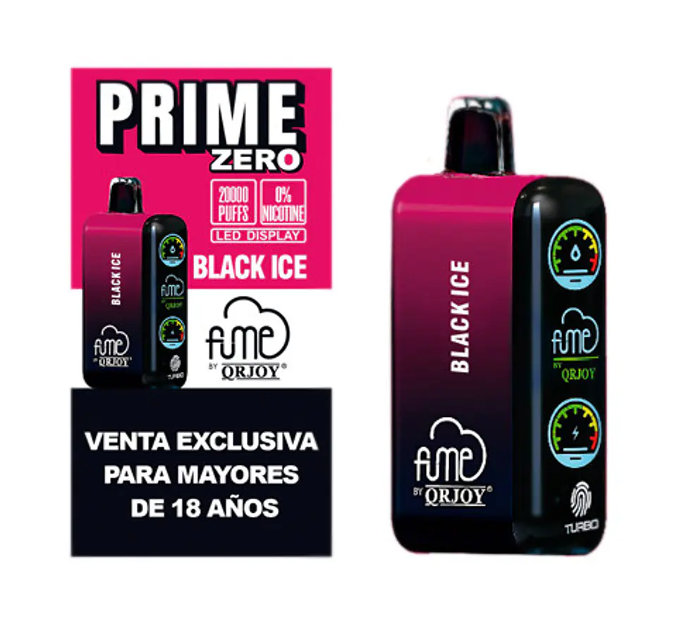 VAPORIZADOR DESECHABLE PRIME FUME 20000 PUFF 0% - BLACK ICE 1