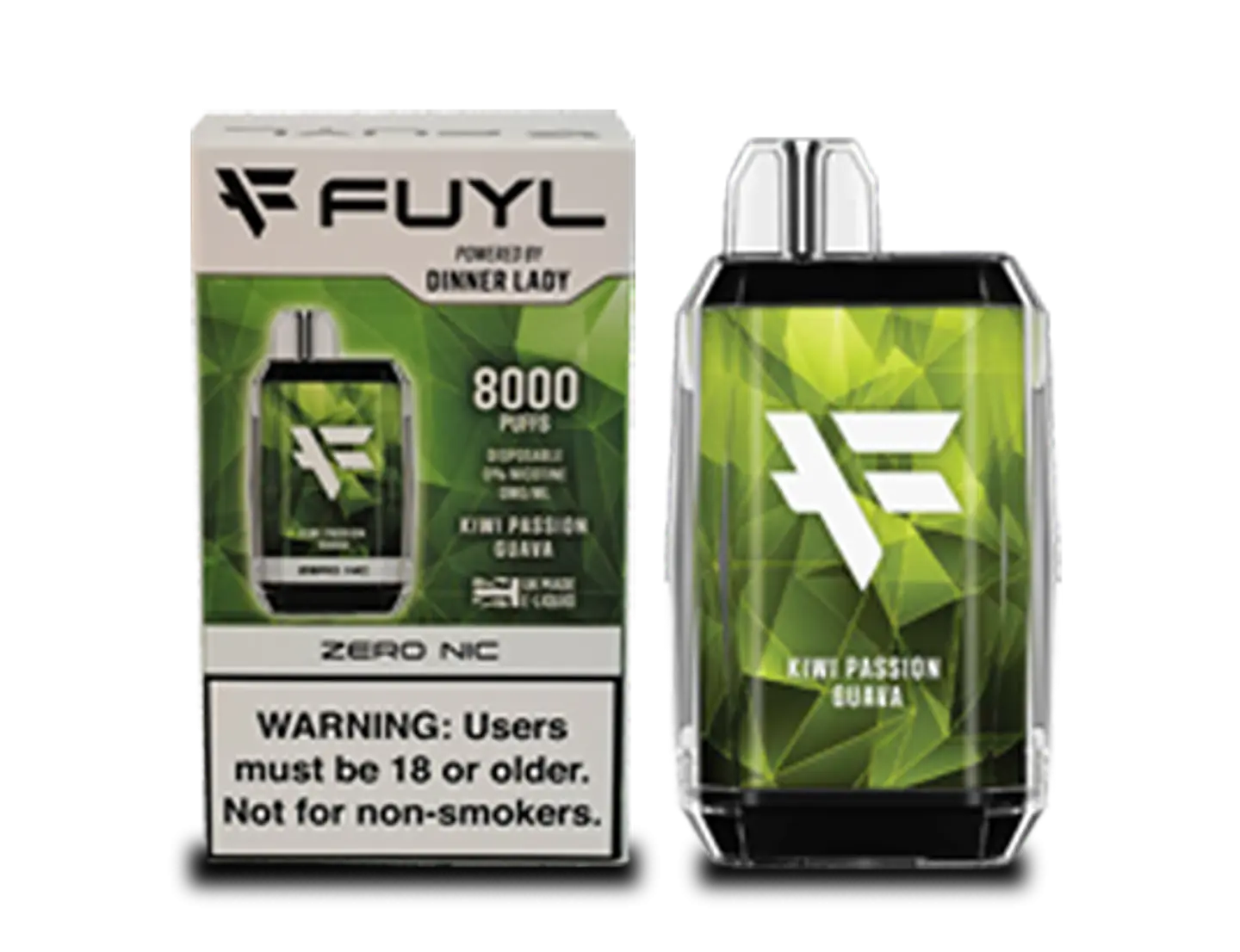 VAPORIZADOR DESECHABLE VAPE DINNER LADY FUYL KIWI PASION GUAVA 0% NIC 8000 PUFFS 1