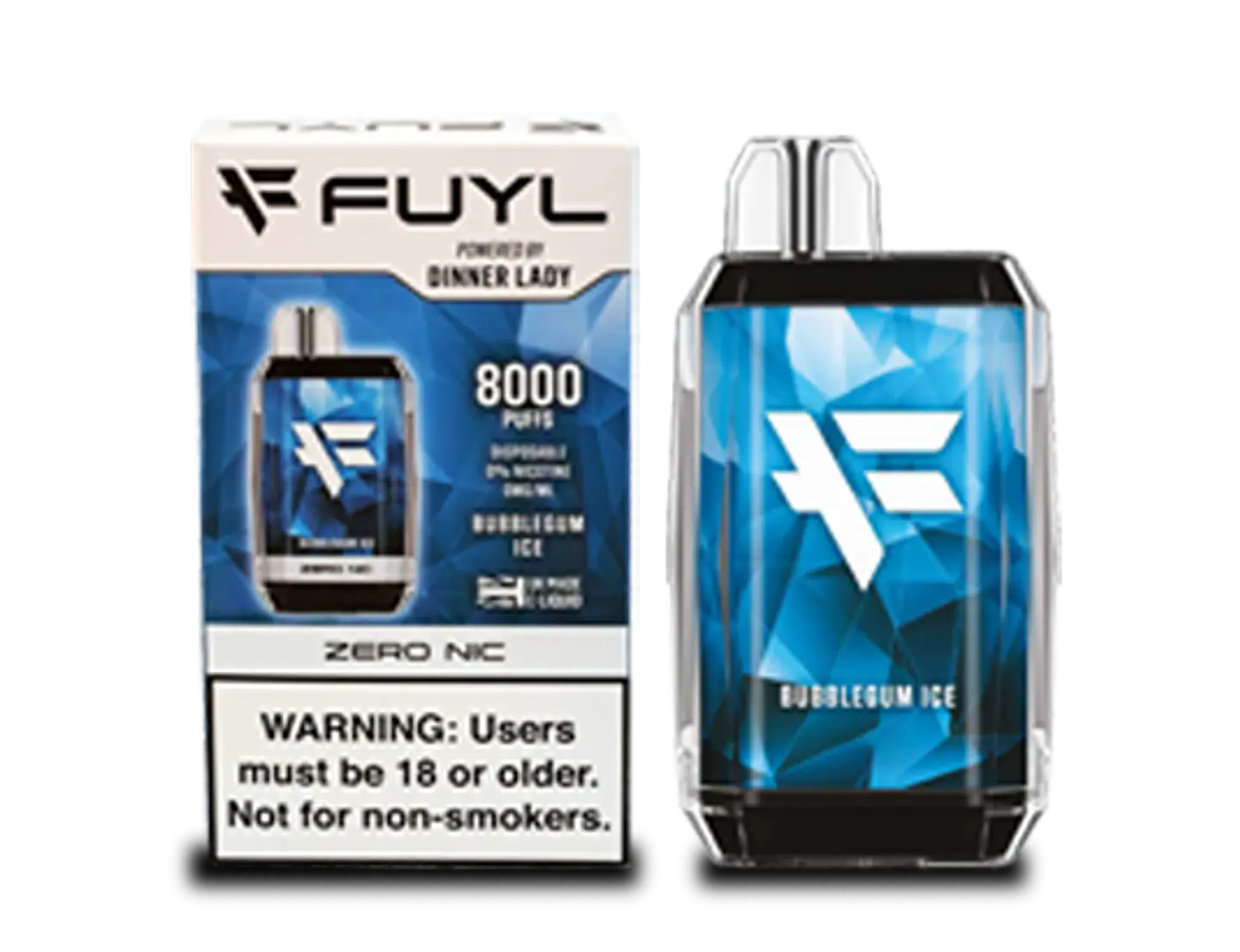 VAPORIZADOR DESECHABLE VAPE DINNER LADY FUYL BUBBLEGUM ICE 0% NIC 8000 PUFFS 1