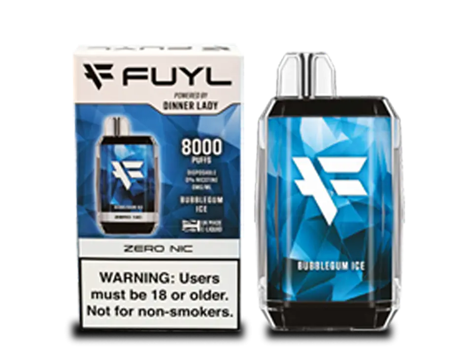 VAPORIZADOR DESECHABLE VAPE DINNER LADY FUYL BUBBLEGUM ICE 0% NIC 8000 PUFFS 1
