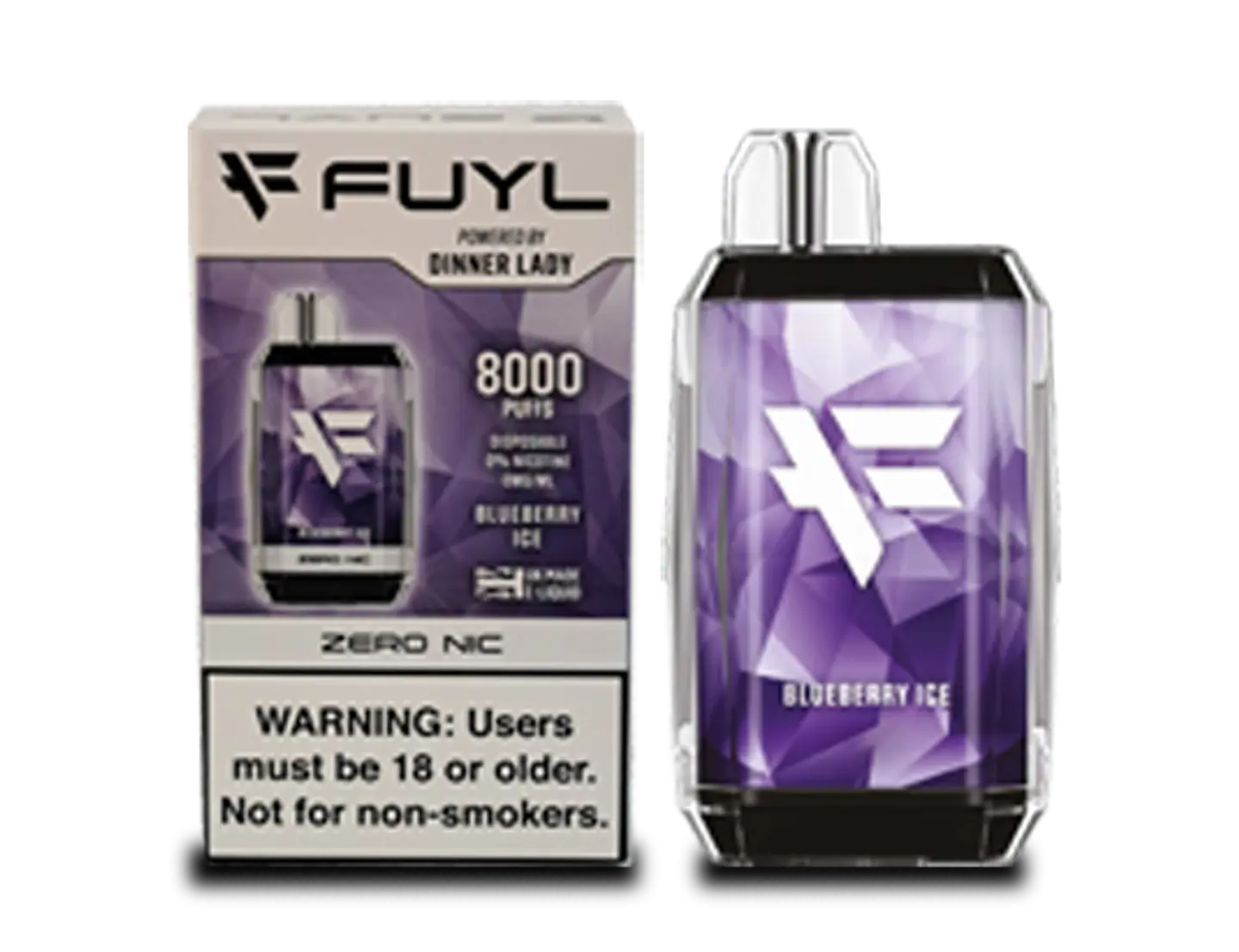 VAPORIZADOR DESECHABLE VAPE DINNER LADY FUYL BLUEBERRY ICE 0% NIC 8000 PUFFS 1