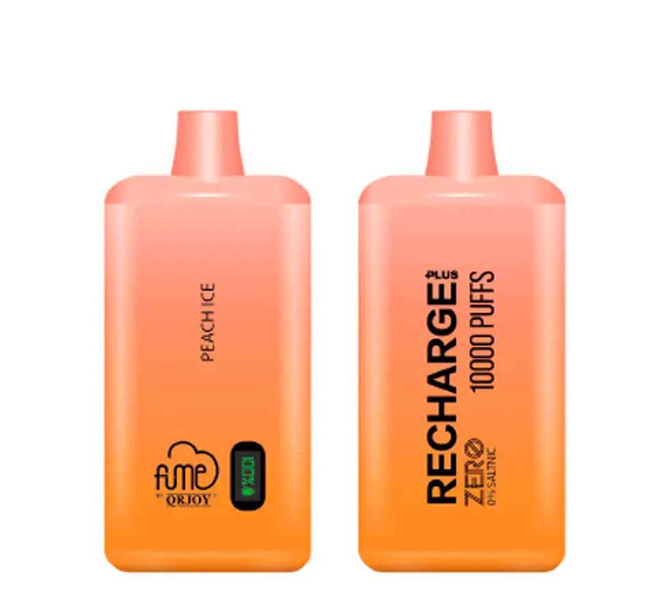 VAPORIZADOR DESECHABLE RECHARGE FUME 10000 PUFF 0% - PEACH ICE 1