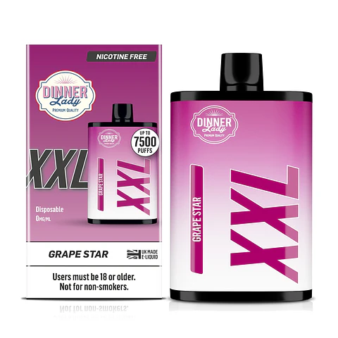 VAPORIZADOR DESECHABLE VAPE PEN XXL DINNER LADY 7500 PUFF GRAPE STAR 0% NIC