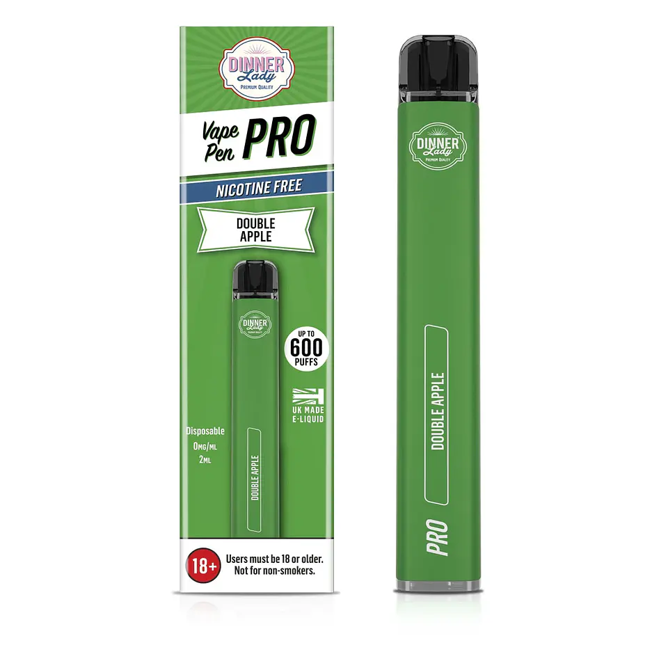 VAPORIZADOR DESECHABLE VAPE PENPRO DINNER LADY 600 PUFF DOUBLE APPLE 0% NIC 1