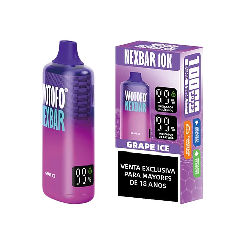 Vaper Desechable Nexbar Grape Ice 10.000 puffs 5% - Wotofo