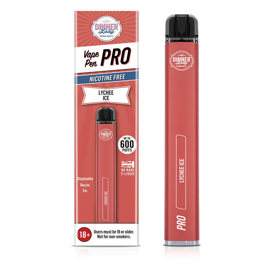 VAPORIZADOR DESECHABLE VAPE PENPRO DINNER LADY 600 PUFF LYCHEE ICE 0% NIC 1
