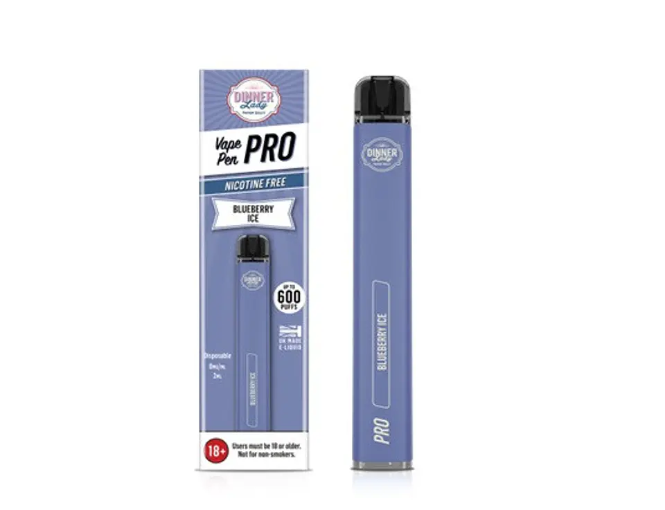 VAPORIZADOR DESECHABLE VAPE PENPRO DINNER LADY 600 PUFF BLUEBERRY ICE 0% NIC 1