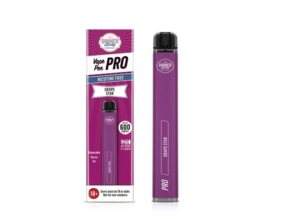 VAPORIZADOR DESECHABLE VAPE PENPRO DINNER LADY 600 PUFF GRAPE STAR 0% NIC 1