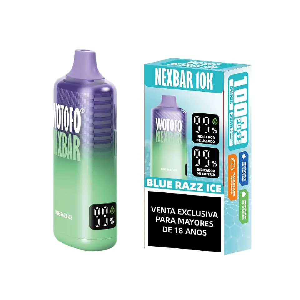 Vaper Desechable Nexbar Blue Razz Ice 10.000 puffs 5% - Wotofo 1