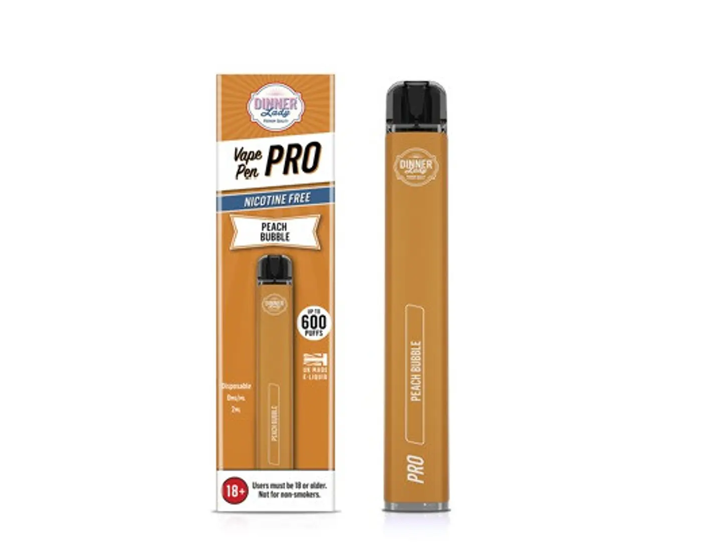VAPORIZADOR DESECHABLE VAPE PENPRO DINNER LADY 600 PUFF PEACH BUBBLE 0% NIC 1
