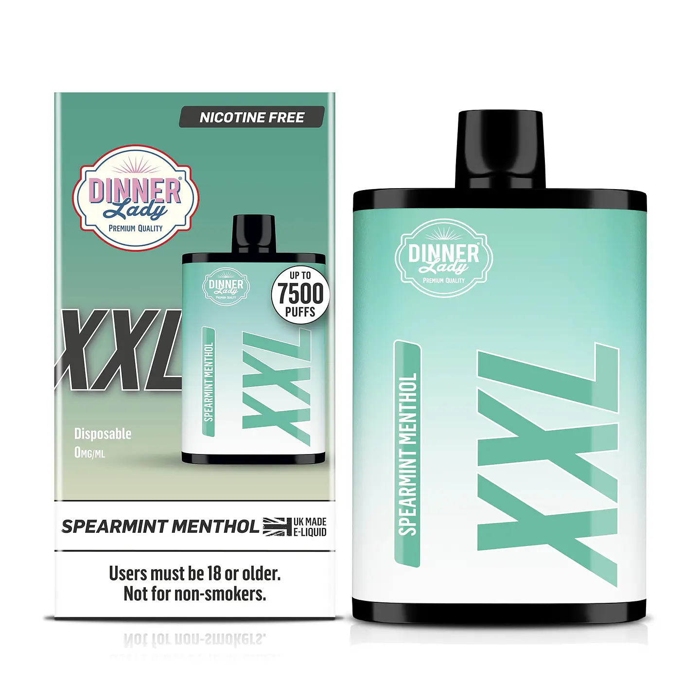 VAPORIZADOR DESECHABLE VAPE PEN XXL DINNER LADY 7500 PUFF SPEARMINT MENTHOL 0% NIC 1