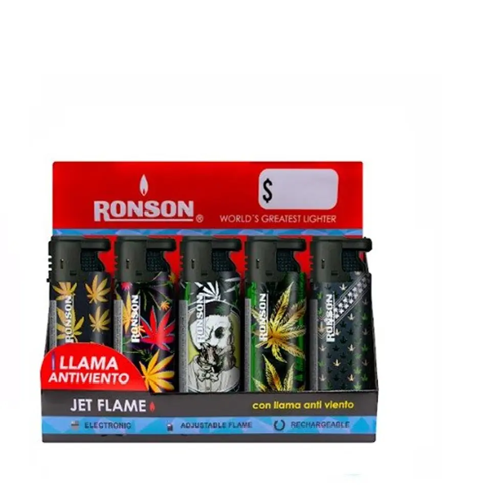 ENCENDEDOR RONSON JET FLAME DISEÑO HOJAS ANTI VIENTO 1