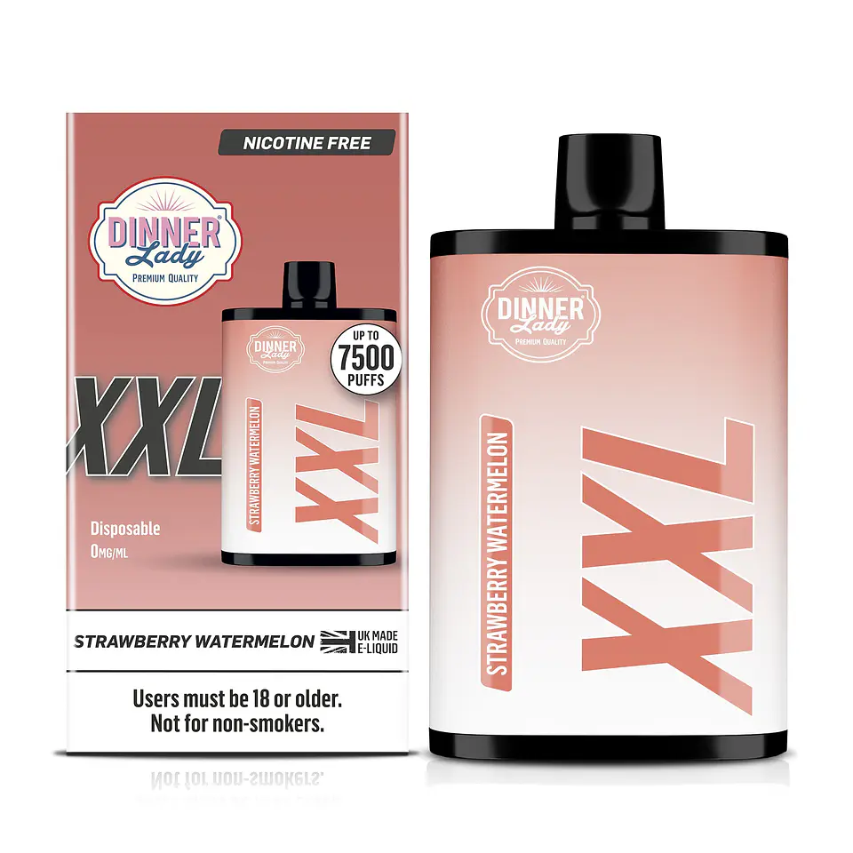 VAPORIZADOR DESECHABLE VAPE PEN XXL DINNER LADY 7500 PUFF STRAWBERRY WATERMELON 0% NIC 1