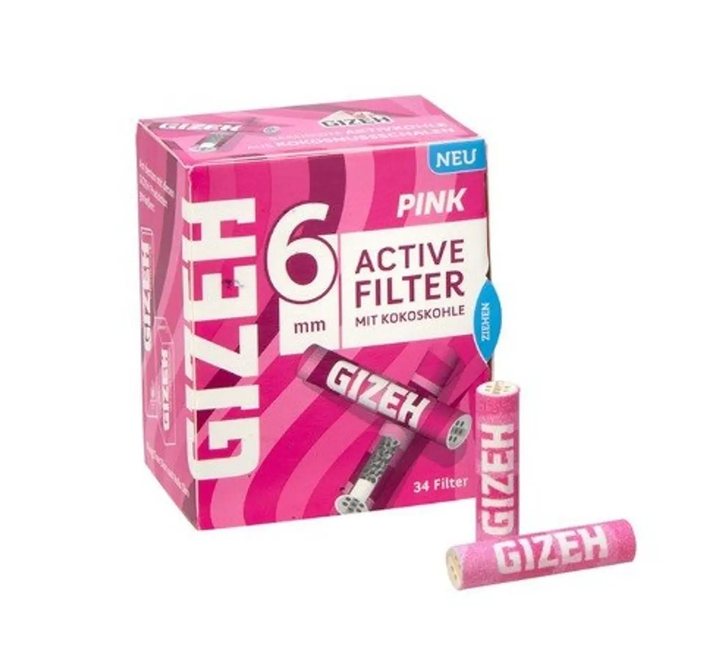 ACTIVE FILTER GIZEH PINK 6 MM 34 FILTROS C/U. FILTROS DE CARBÓN ACTIVO CON CAPAS CERÁMICAS 1